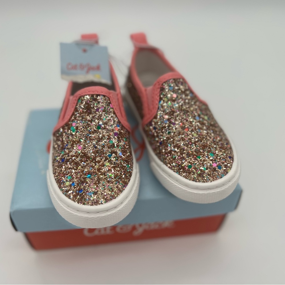 Cat & Jack Toddler Girls' Madigan Slip-On Glitter Sneakers Multicolored Sz 6T - Picture 3 of 7